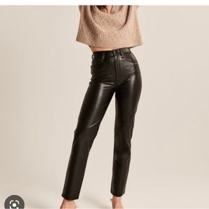 Ankle Straight Faux Leather Pants